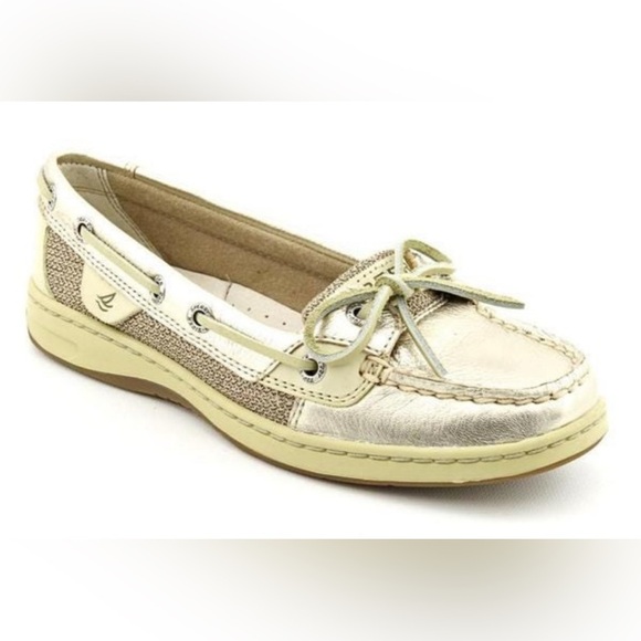 SPERRY Top-Sider Women's 8.5 Gold Metallic Angelfish Leather Boat Shoes - Picture 2 of 13